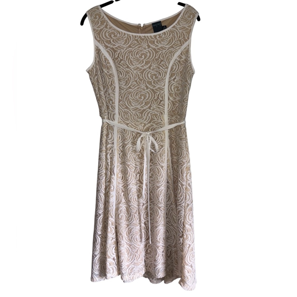 Gabby Skye Cream Sleeveless Sheath Midi Dress